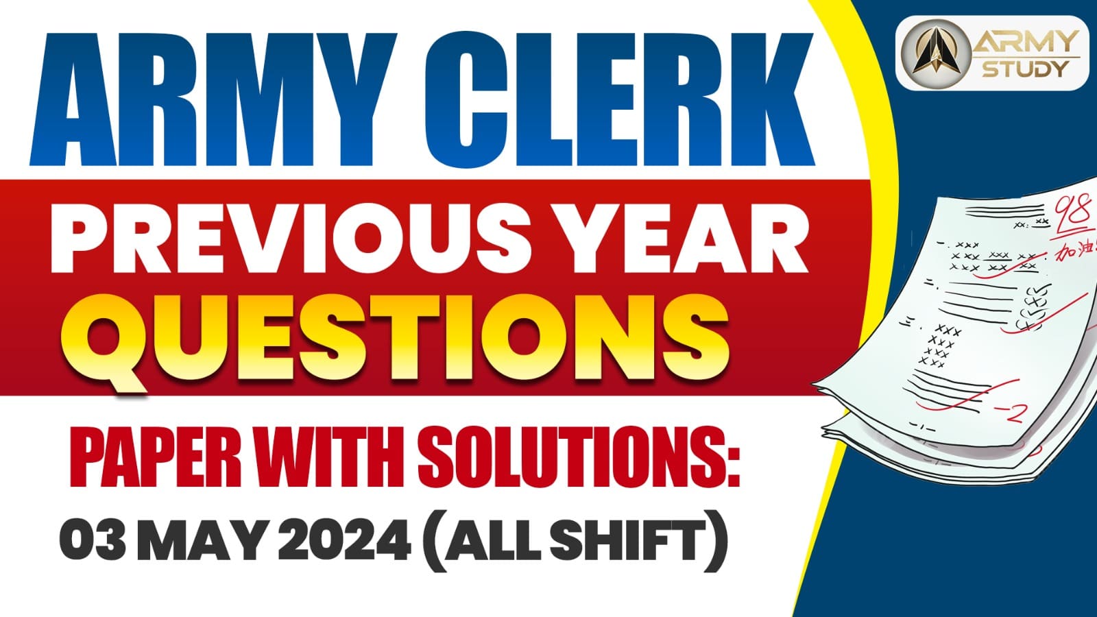 Army Clerk Previous Year Question Paper With Solutions: 03 May 2024 (All Shift)