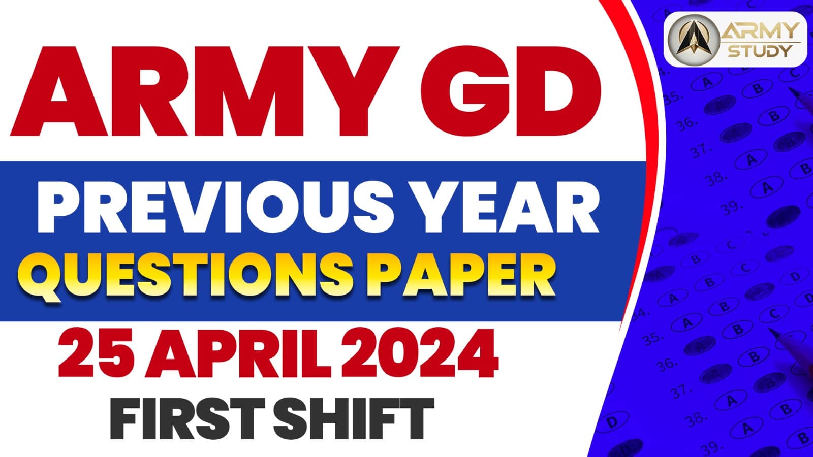 Army Gd Previous Year Question Paper 25 April 2024 - First Shift