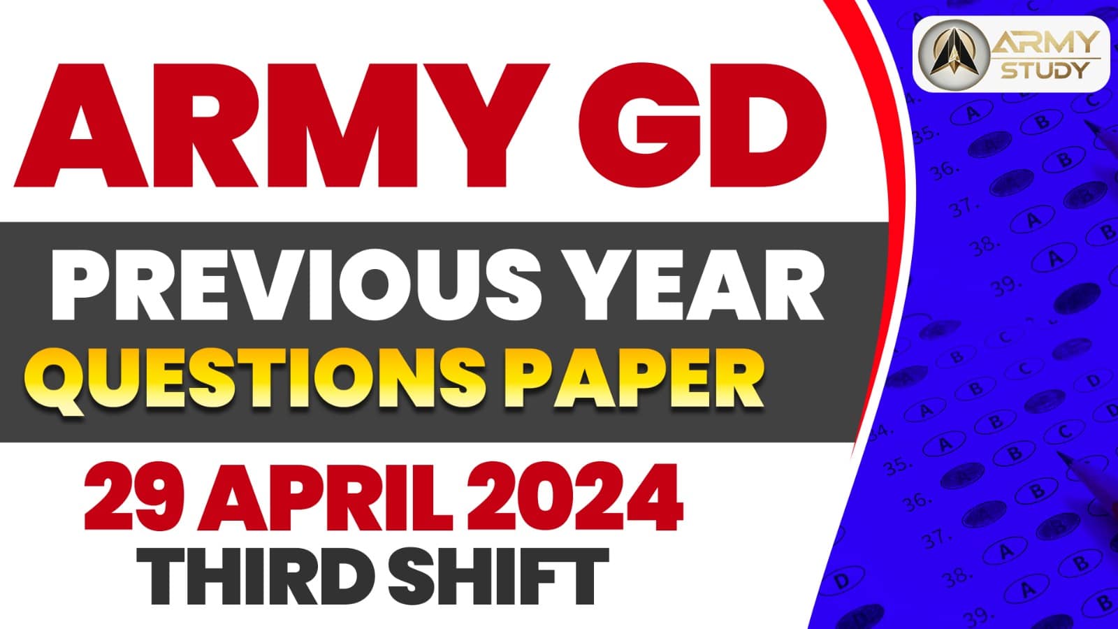 Army Gd Previous Year Question Paper 29 April 2024 - Third Shift