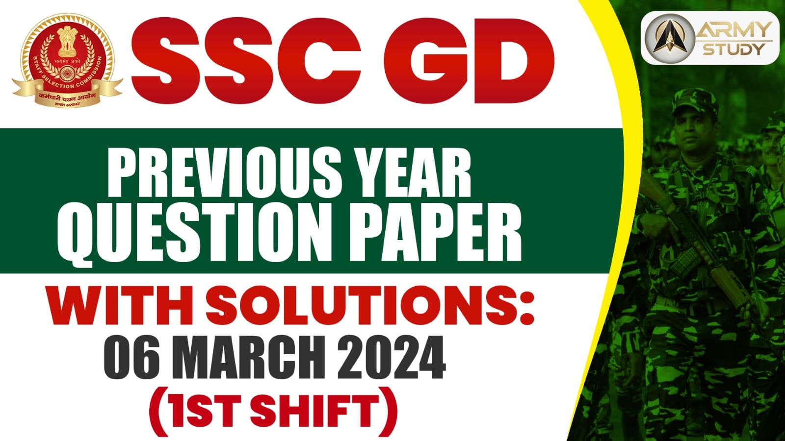 Ssc Gd Previous Year Question Paper With Solutions: 06 March 2024 (1St Shift)
