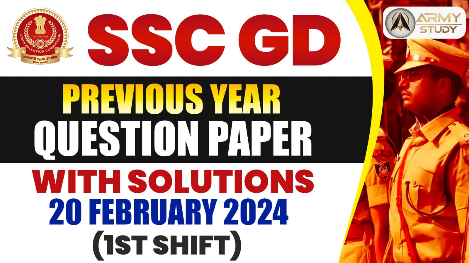 Ssc Gd Previous Year Question Paper With Solutions: 20 February 2024 (1St Shift)