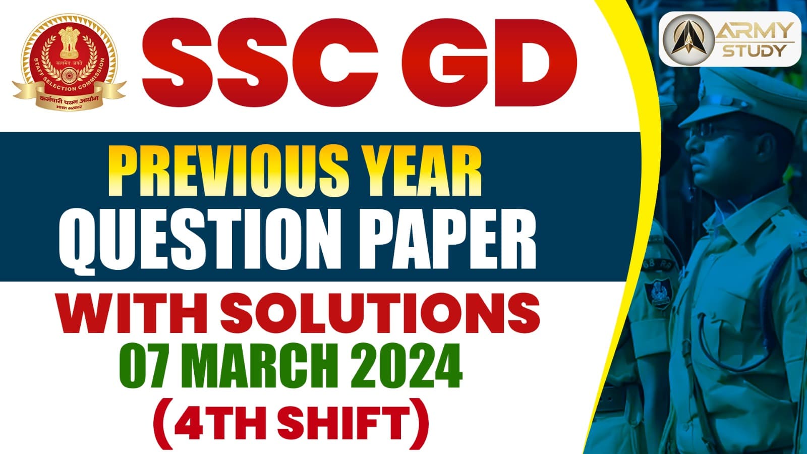 Ssc Gd Previous Year Question Paper With Solutions: 07 March 2024 (4Th Shift)