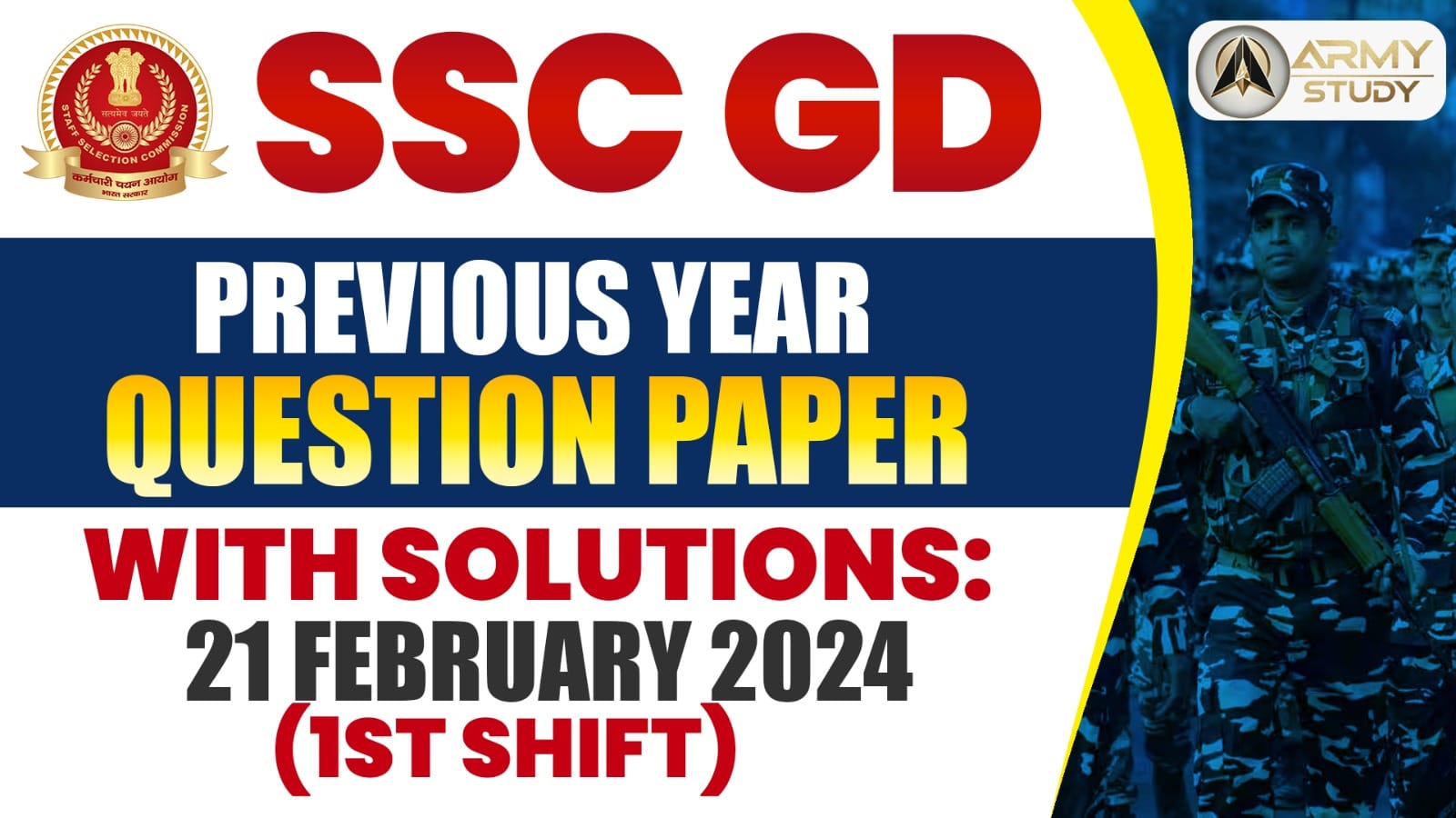 Ssc Gd Previous Year Question Paper With Solutions: 21 February 2024 (1St Shift)