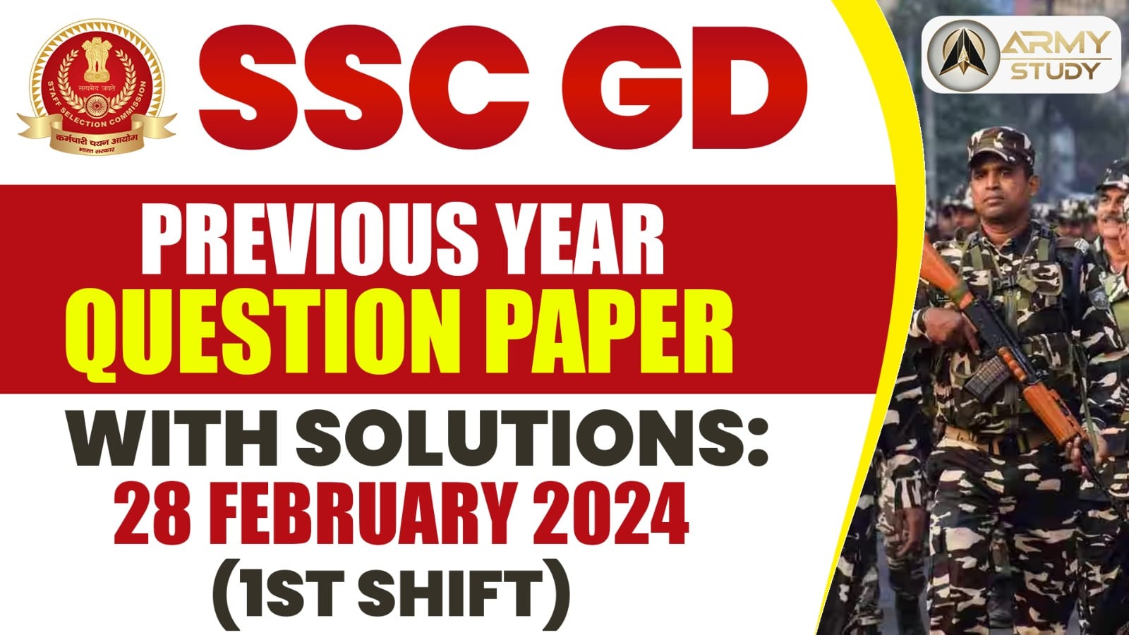 Ssc Gd Previous Year Question Paper With Solutions: 28 February 2024 (1St Shift)